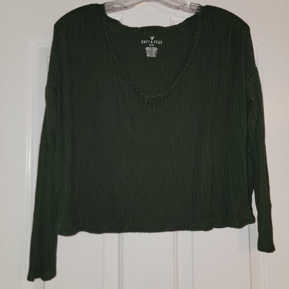 American Eagle Soft And Sexy Ribbed Cropped Top